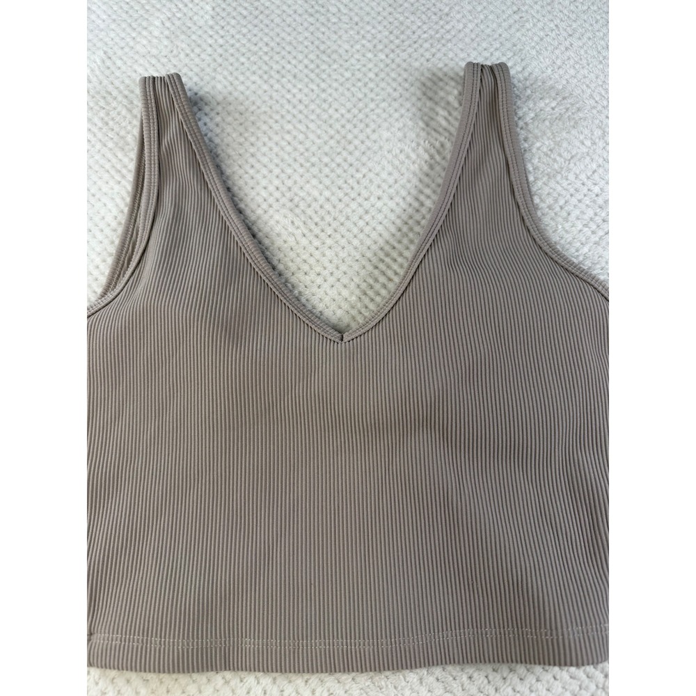 Buffbunny Material Girl Ribbed Crop Tank / Bra Ribbed Taupe Medium